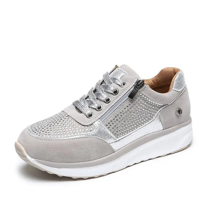 Kristallen Dames Sneakers met Rits en Plateauzool