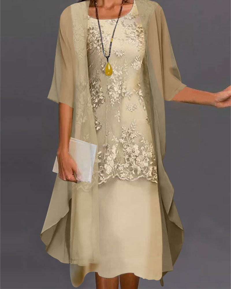 Elegante Tweedelige Chiffon Jurk