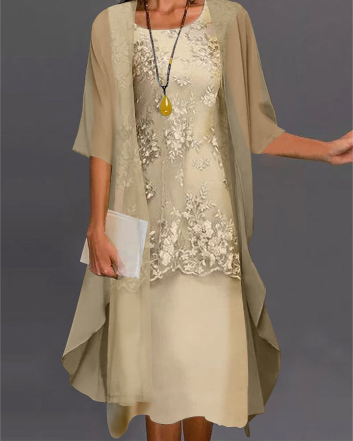 Elegante Tweedelige Chiffon Jurk