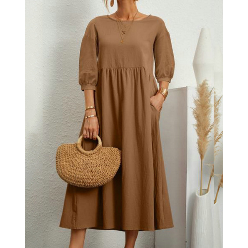 Elegante Zomerjurk met Smockdetail en Midi-lengte