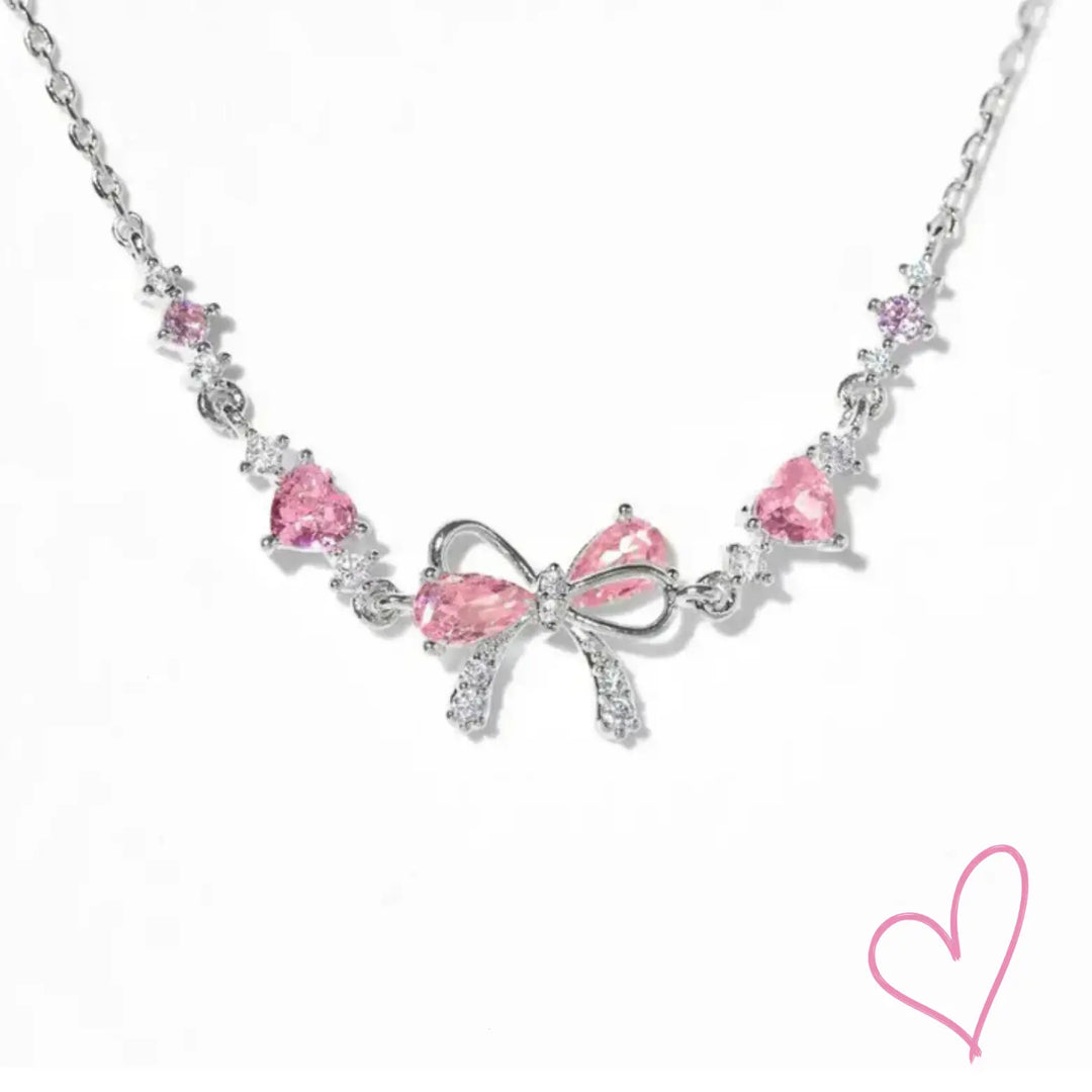 Elegante Armband met Strikdetail en Roze Kristallen