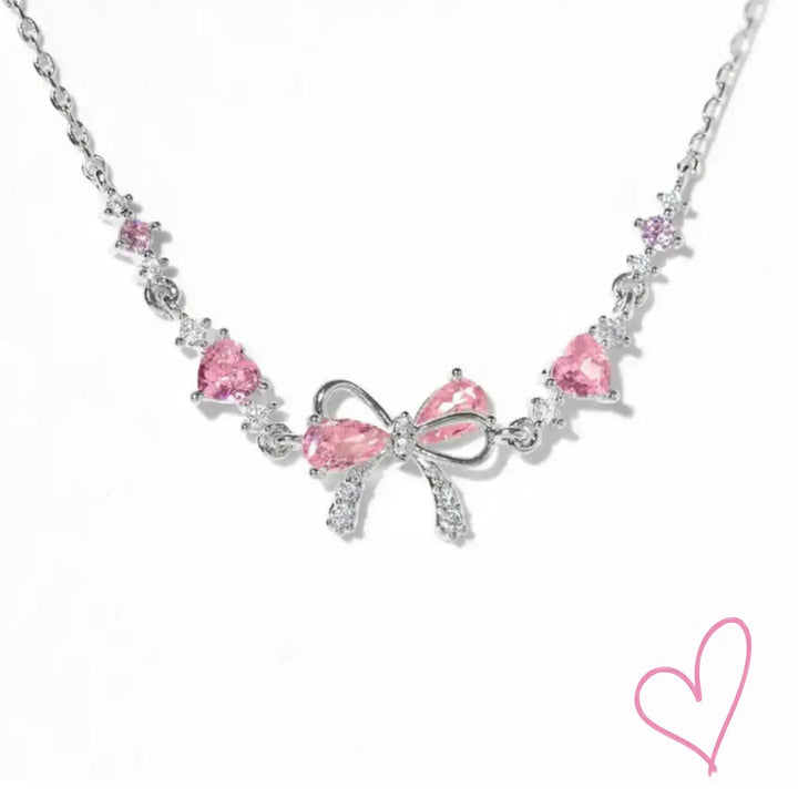 Elegante Armband met Strikdetail en Roze Kristallen