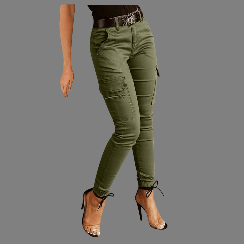 Fosca – Dames Cargobroek met Stretch en Hoge Taille
