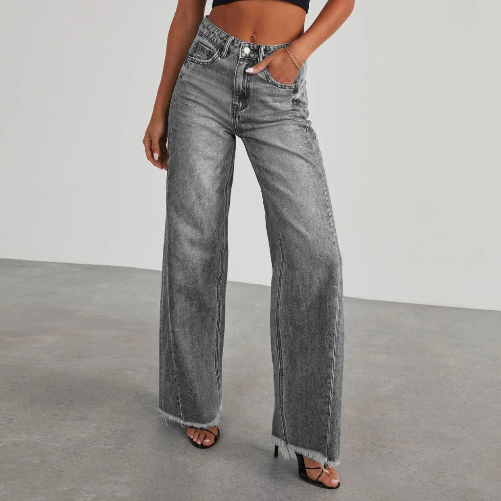 Niva – Loose Fit Jeans met Rafelzoom