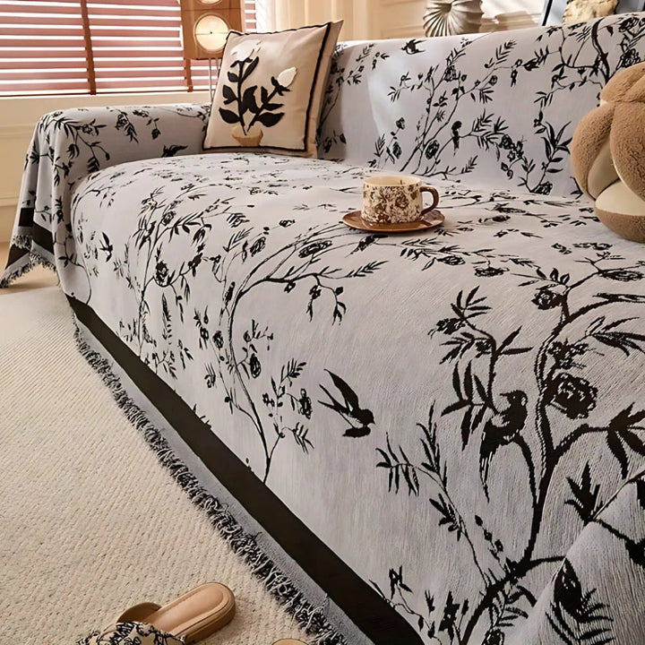 Elegante plaid met bloemmotief en franjes