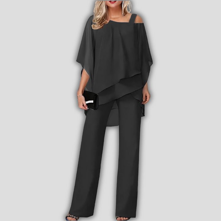 Elegant tweedelig chiffon broekpak
