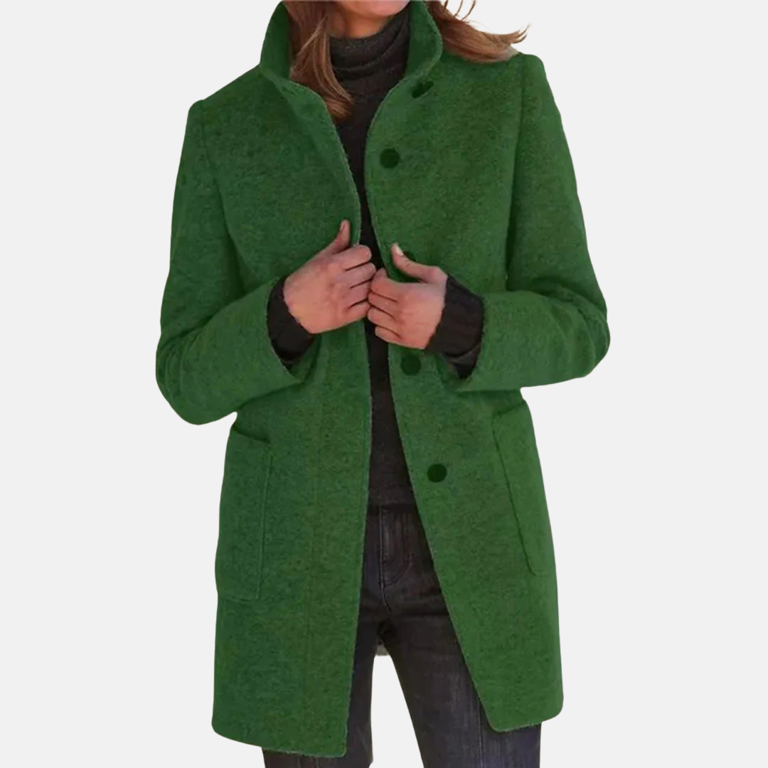 Vintage Tweed Dames Jas met Elegante Turtleneck Kraag