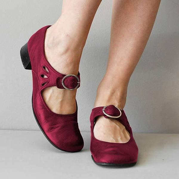 Leren damesschoenen met lage hakken - Aya