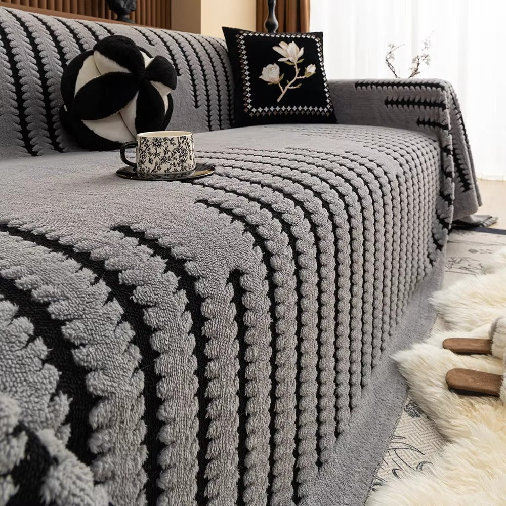 Getufte Sofa-overtrek met Symmetrisch Lijnenspel