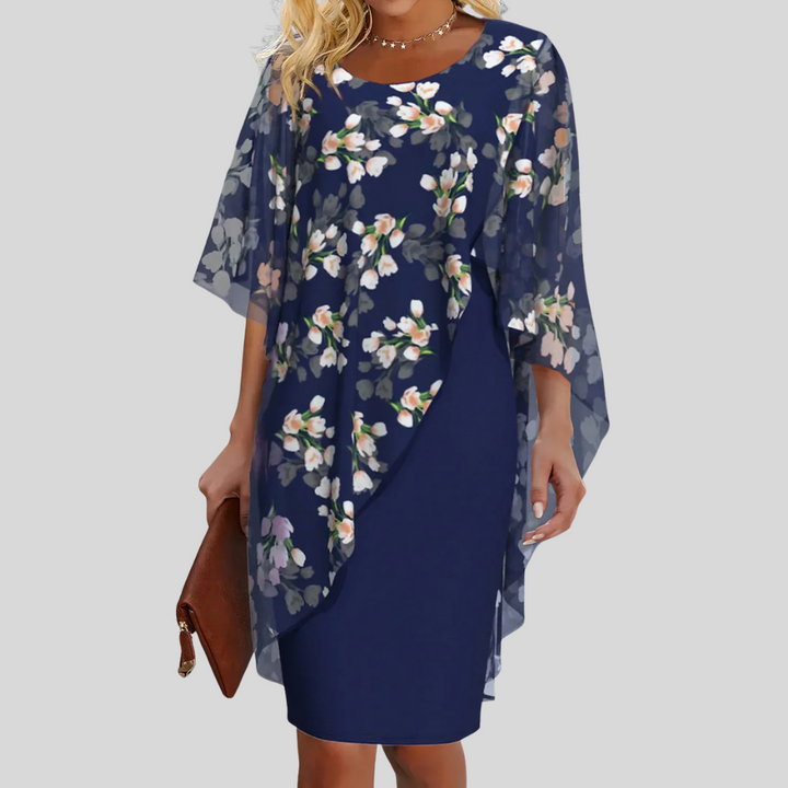 Elegante bloemen chiffon jurk