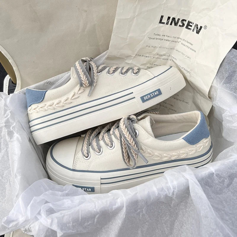 Serenity – Trendy Platform Canvas Sneakers met Verhoogde Zool