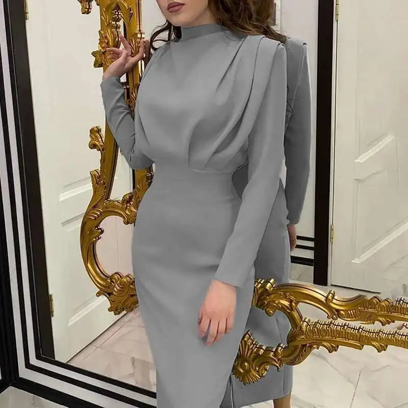Solena – Elegante Bodycon Jurk met Turtleneck voor Herfst en Winter