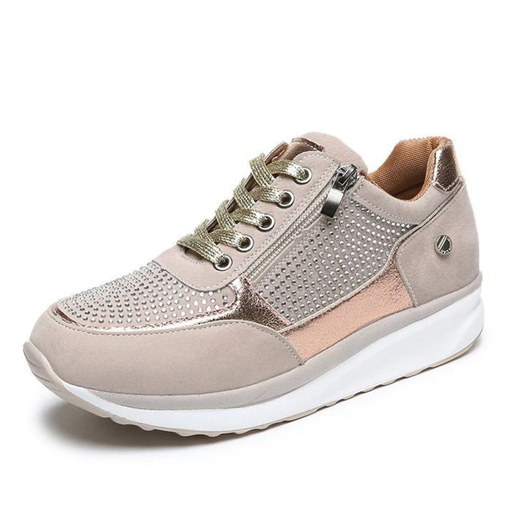 Kristallen Dames Sneakers met Rits en Plateauzool