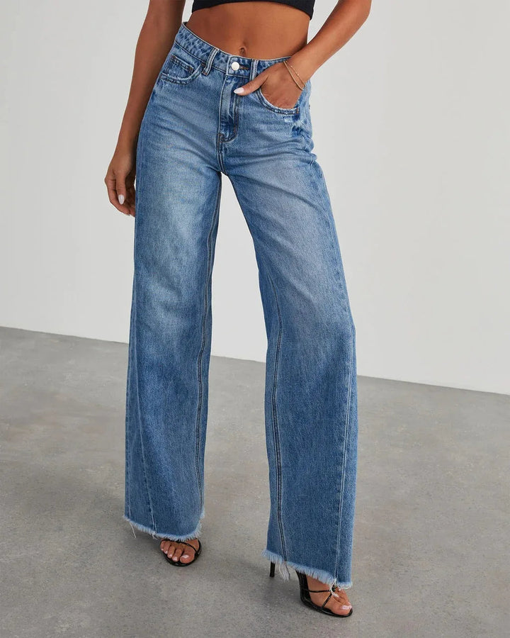 Niva – Loose Fit Jeans met Rafelzoom