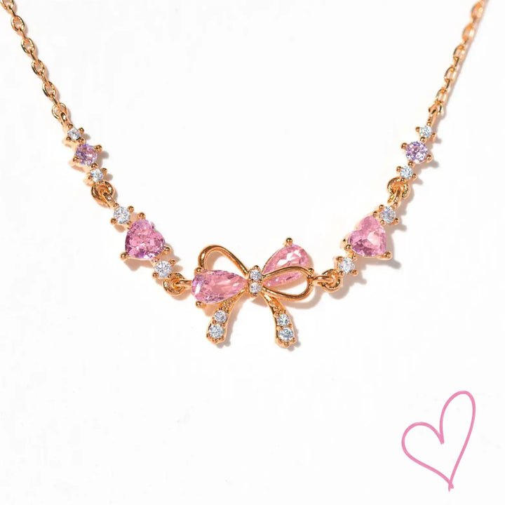 Elegante Armband met Strikdetail en Roze Kristallen