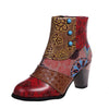 Geborduurd leer met bloemenprint, dikke hak en vintage charme
