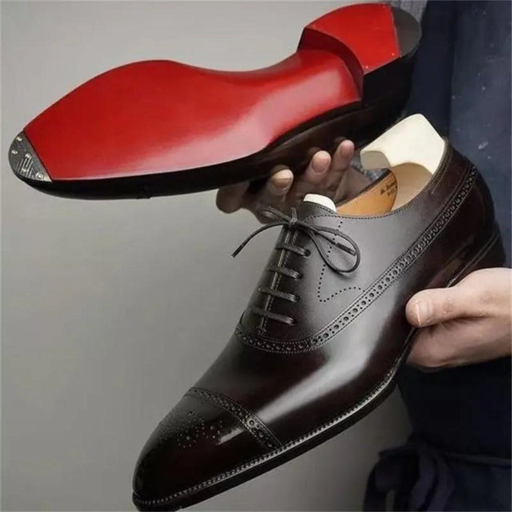 Gepolijste leren brogue Oxford-schoenen voor heren