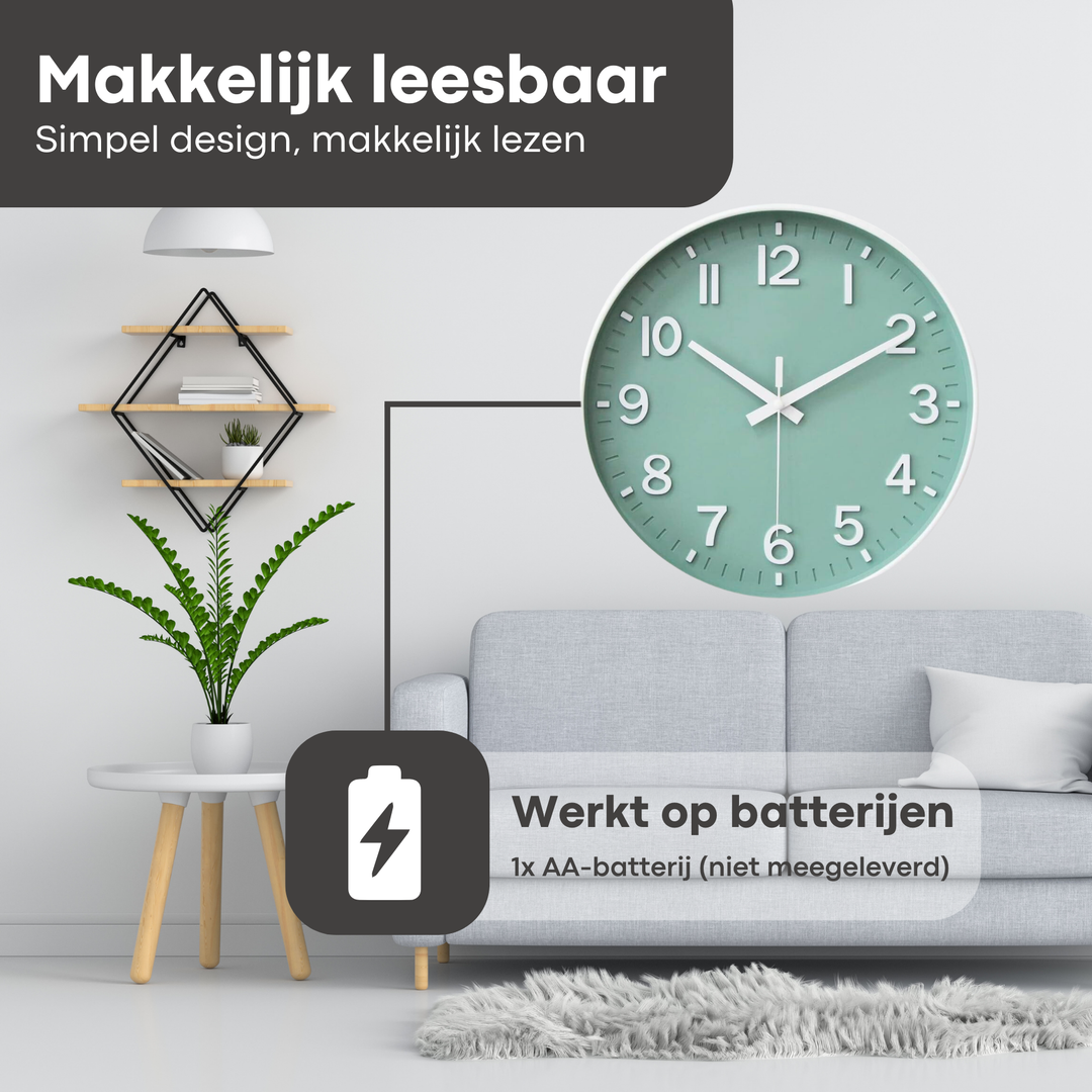 Moderne Wandklok met Grote Cijfers 30 cm