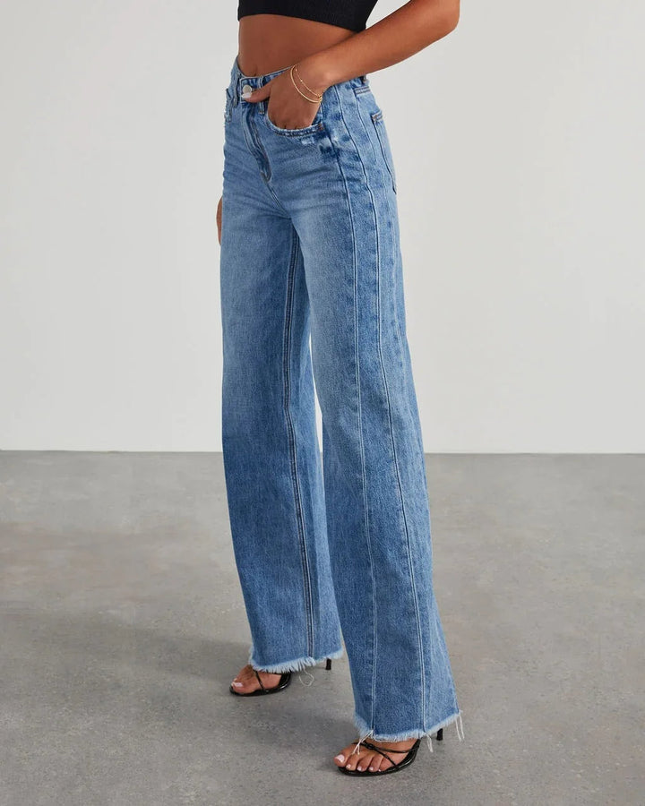 Niva – Loose Fit Jeans met Rafelzoom