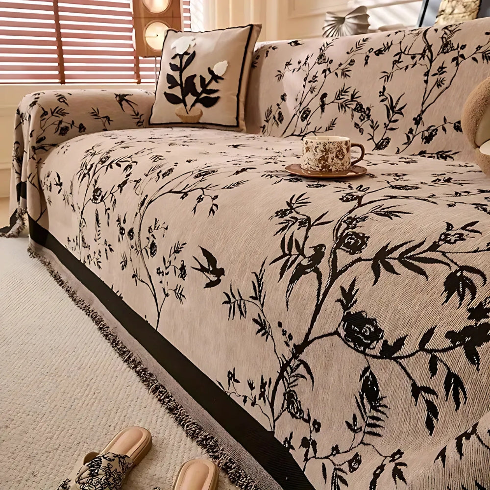 Elegante plaid met bloemmotief en franjes