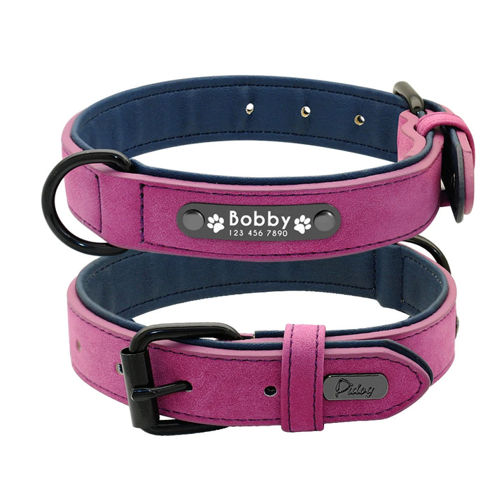 Lederen Gegraveerde Hondenhalsband
