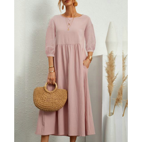 Elegante Zomerjurk met Smockdetail en Midi-lengte