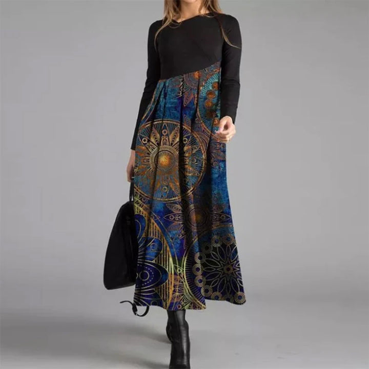 Elegante A-Lijn Jurk met V-Hals en Lange Mouwen