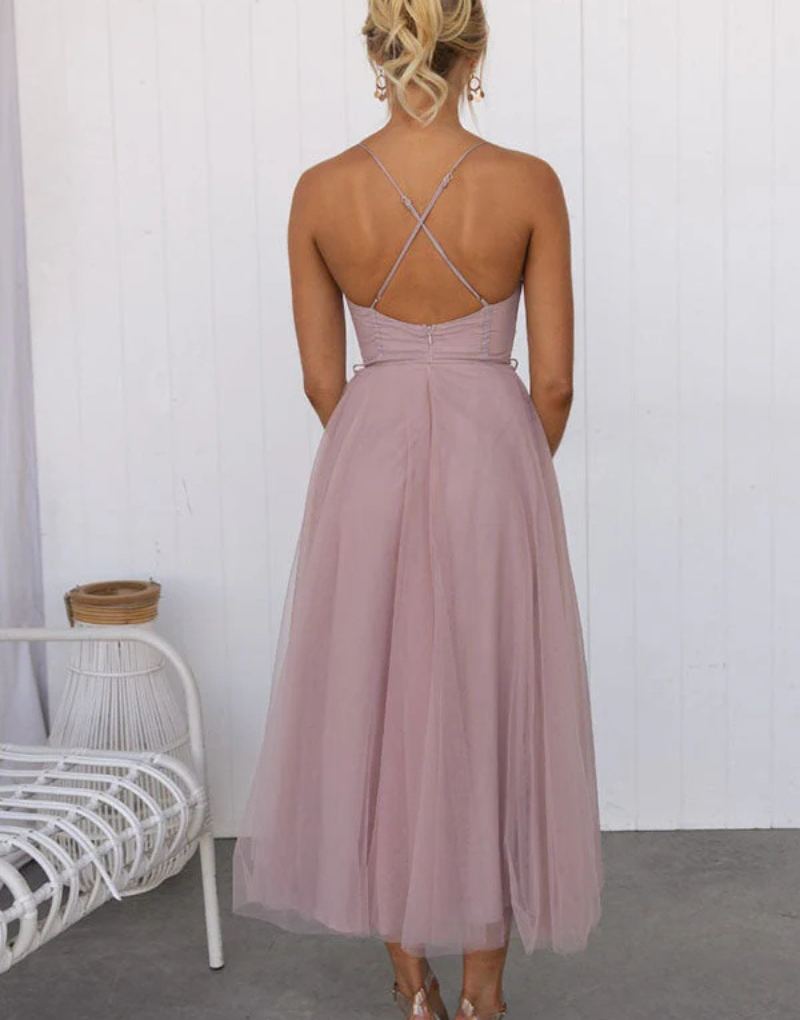 Mouwloze maxi-jurk met V-hals