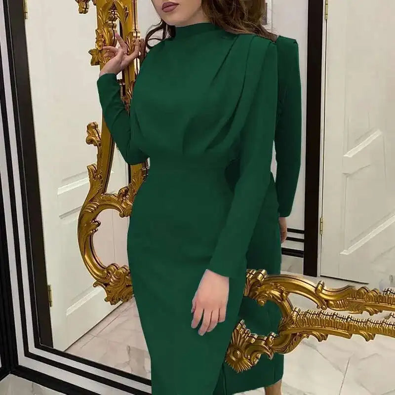 Solena – Elegante Bodycon Jurk met Turtleneck voor Herfst en Winter