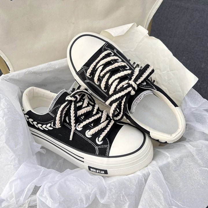 Serenity – Trendy Platform Canvas Sneakers met Verhoogde Zool
