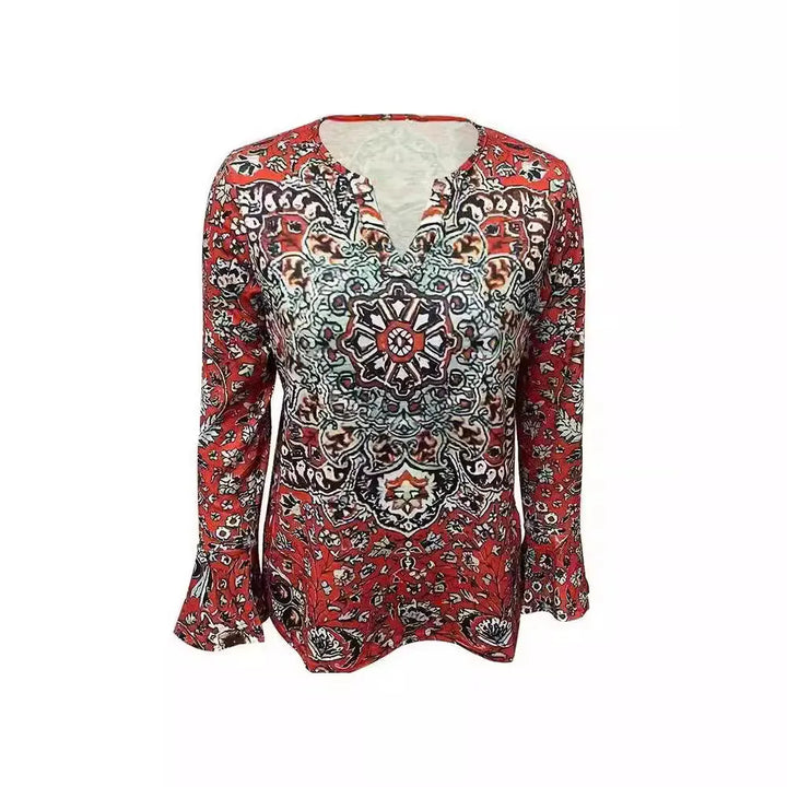 Elina – Voorjaars-T-shirt met Tie-Dye Print en Elegante V-hals