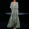 V-Hals Maxi Jurk met Print en Zakken