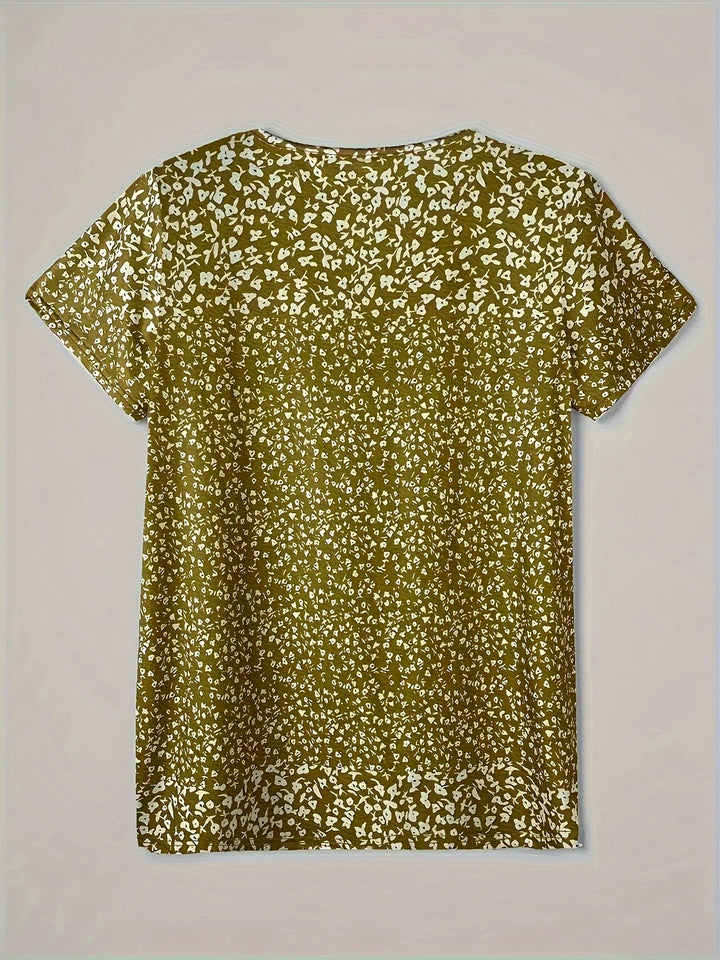 Alaia – Casual Zomertop met V-hals, Knoopsluiting en Korte Mouwen