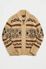 Vintage Jacquard Gebreid Herenvest met Rits