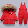 Kinder warme winterjas overall met bontkraag