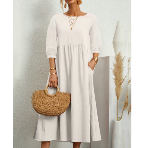 Elegante Zomerjurk met Smockdetail en Midi-lengte