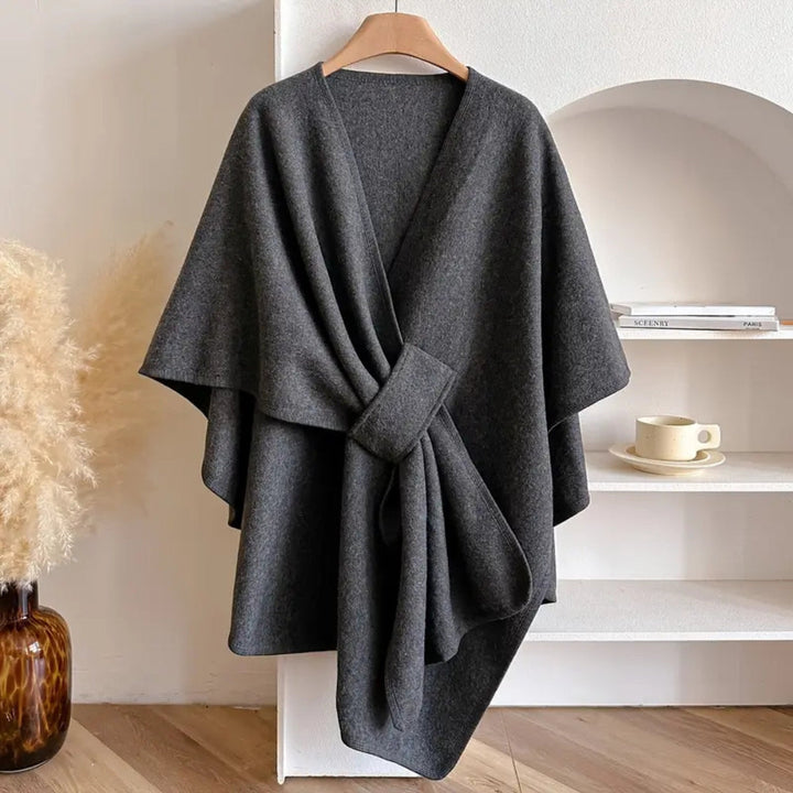 Luxe Winddichte Sjaal Jas met Elegante Drape