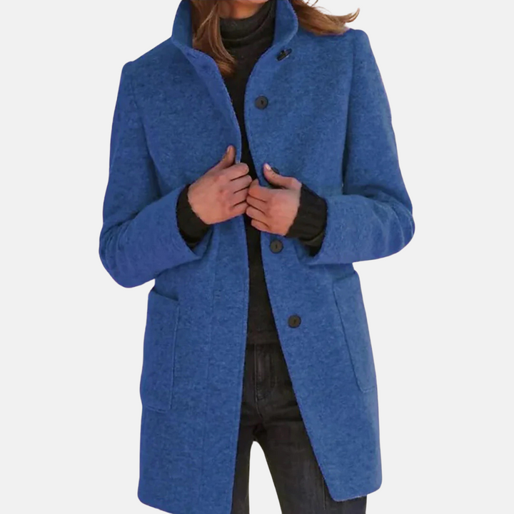 Vintage Tweed Dames Jas met Elegante Turtleneck Kraag
