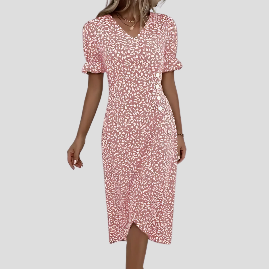 Elegante midi-jurk met bloemenmotief voor dames