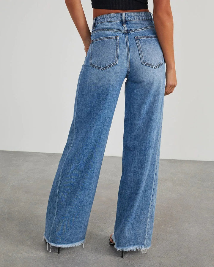 Niva – Loose Fit Jeans met Rafelzoom