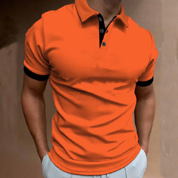 Oranje Polo Shirt met Contrasterende Afwerking voor Heren