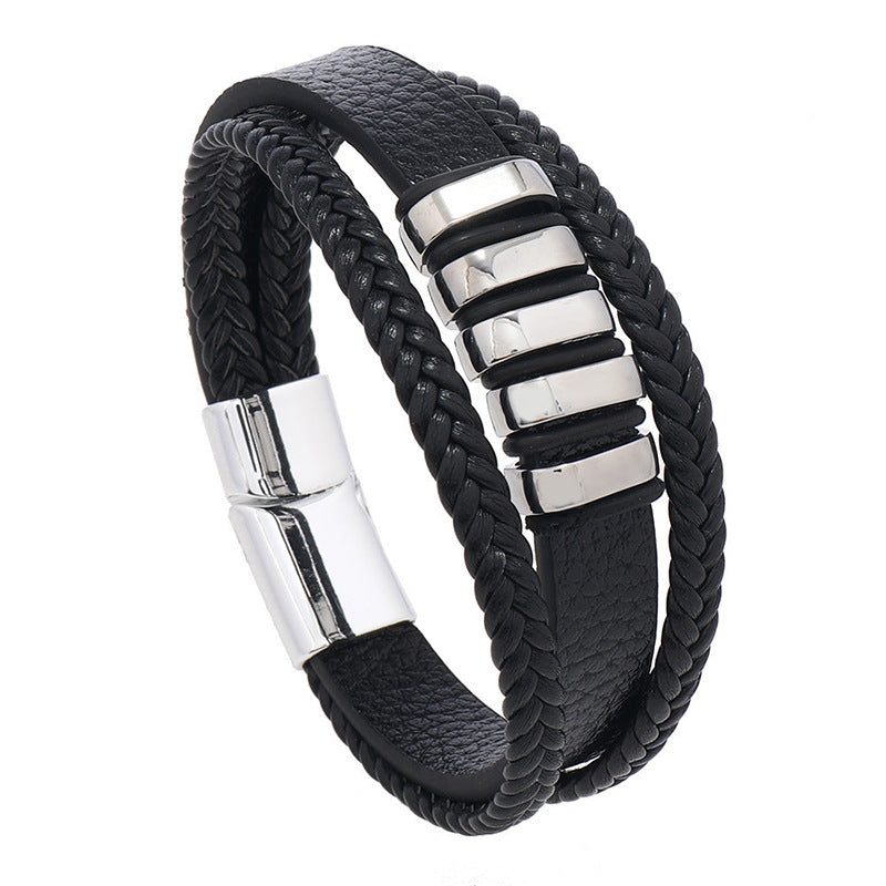 The Label - Stijlvolle lederen armband mannen