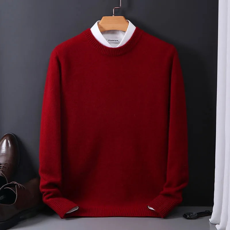 Oversized Kasjmier Trui met O-hals voor Heren