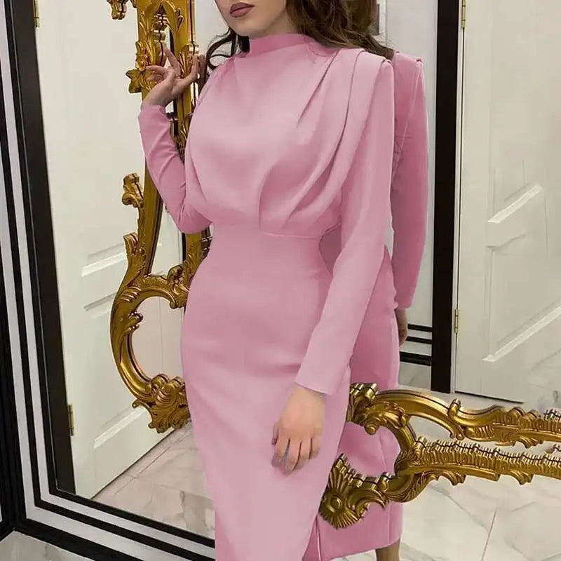 Solena – Elegante Bodycon Jurk met Turtleneck voor Herfst en Winter