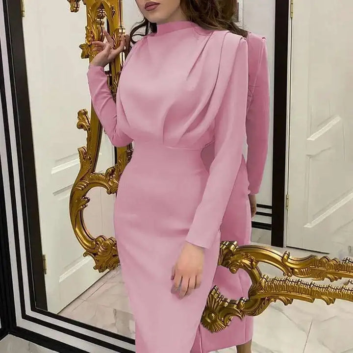 Solena – Elegante Bodycon Jurk met Turtleneck voor Herfst en Winter
