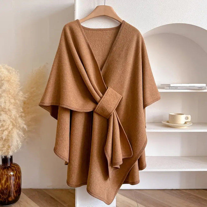 Luxe Winddichte Sjaal Jas met Elegante Drape