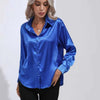 Dames satijnen blouse met lange mouwen en losse pasvorm