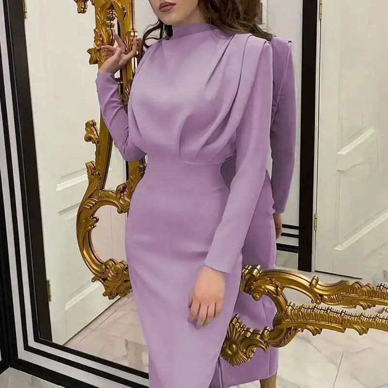 Solena – Elegante Bodycon Jurk met Turtleneck voor Herfst en Winter