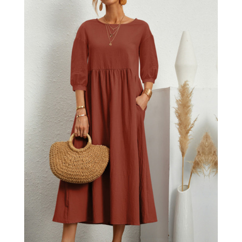 Elegante Zomerjurk met Smockdetail en Midi-lengte