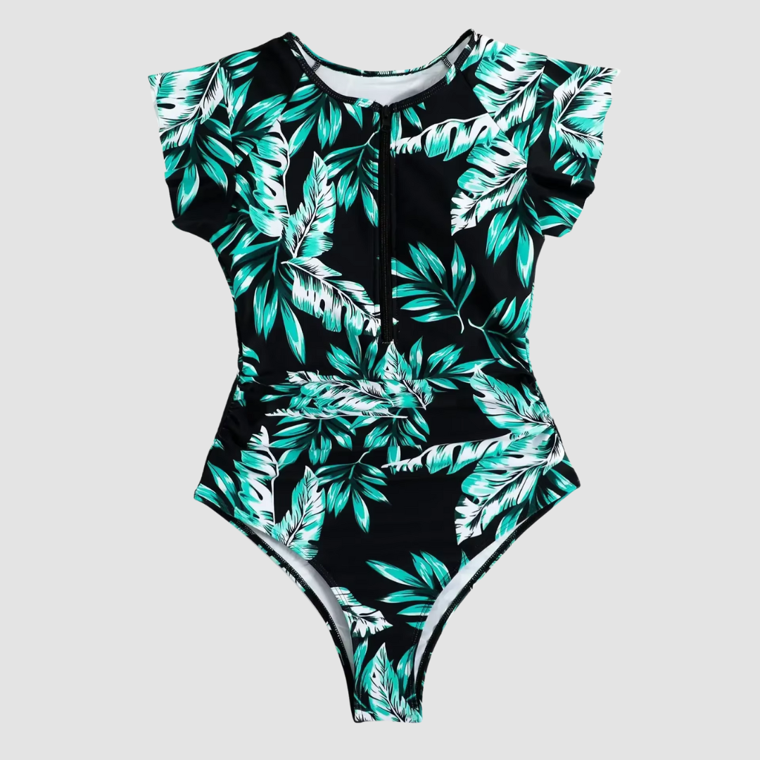 Camouflage Bandeau Zwempak met Ritssluiting